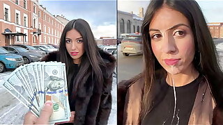 Loveliness walks with cum on her face in public, for a generous reward from a stranger - Cumwalk